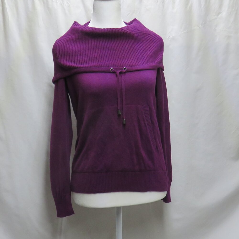 Jones New York Women's Pullover Drawstring Cowl with Front Pocket Sweater